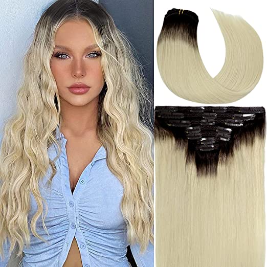 Extensii De Par Clip On Ombre Brunet/Blond